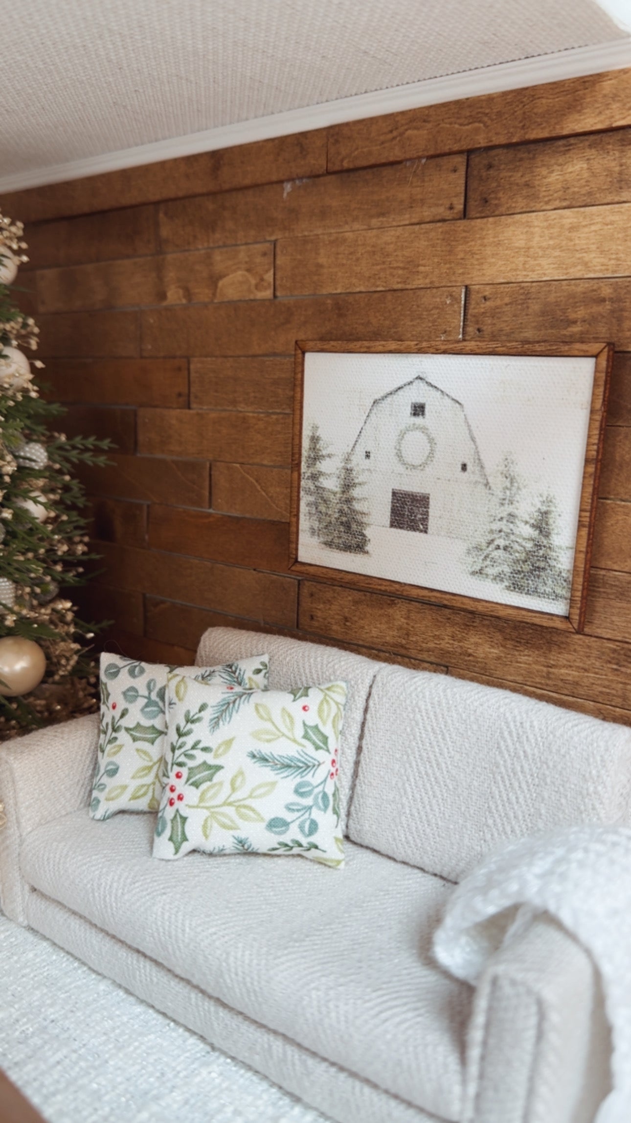 Winter Barn Painting