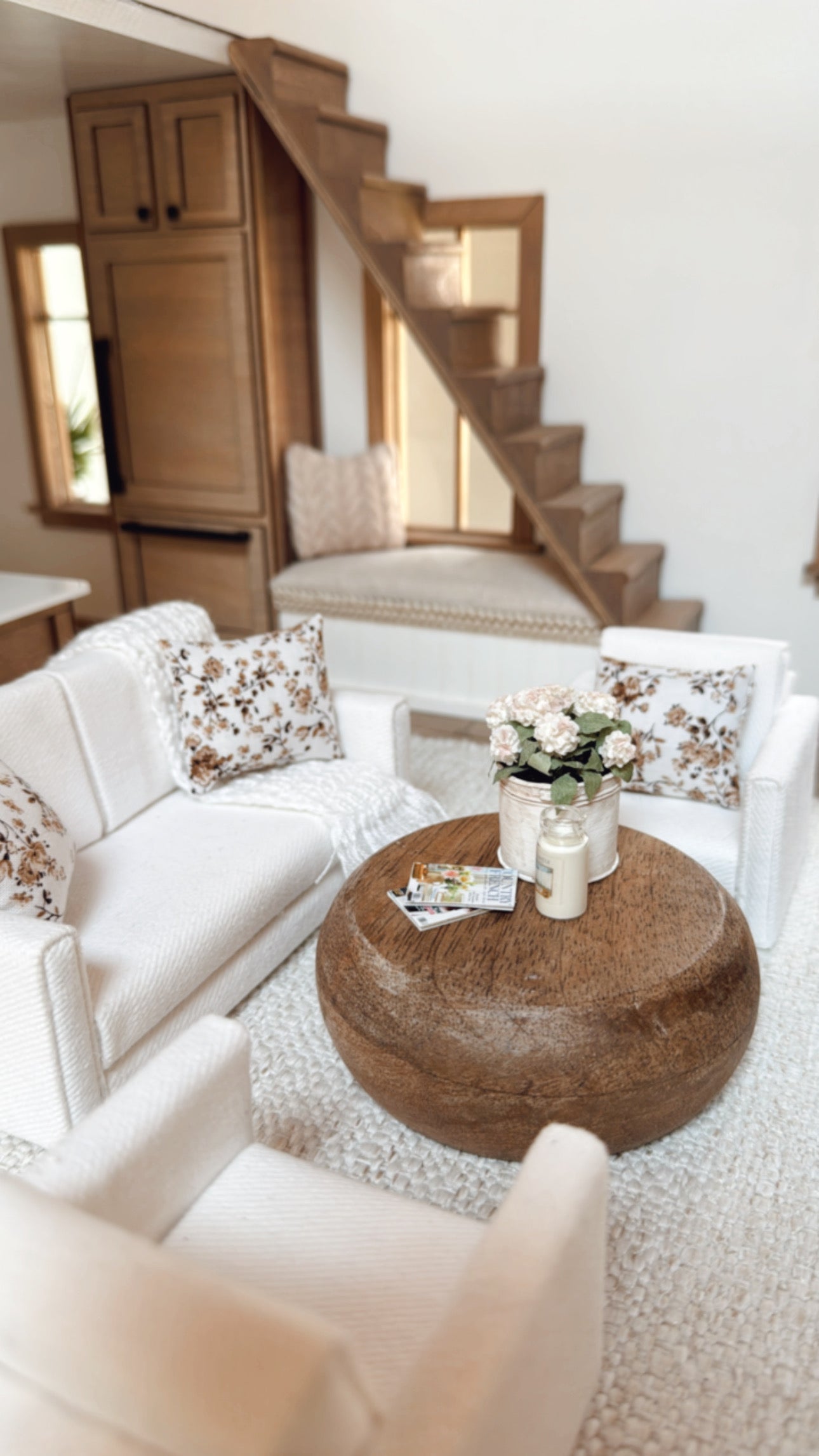 Brown & Ivory Floral Pillow
