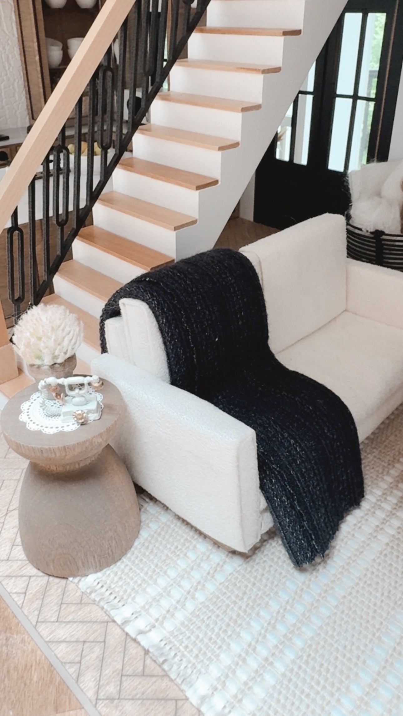 Dark Navy Ribbed Knit Blanket