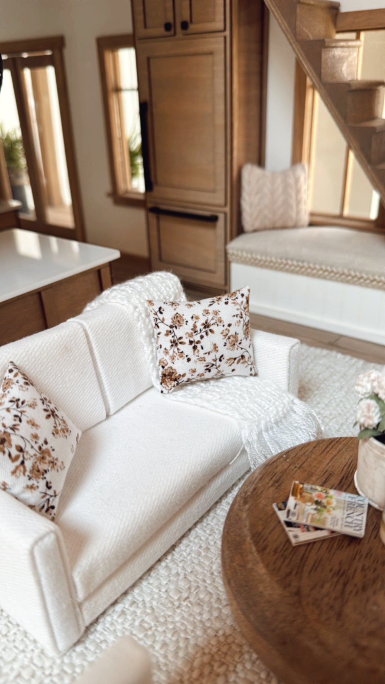 Brown & Ivory Floral Pillow