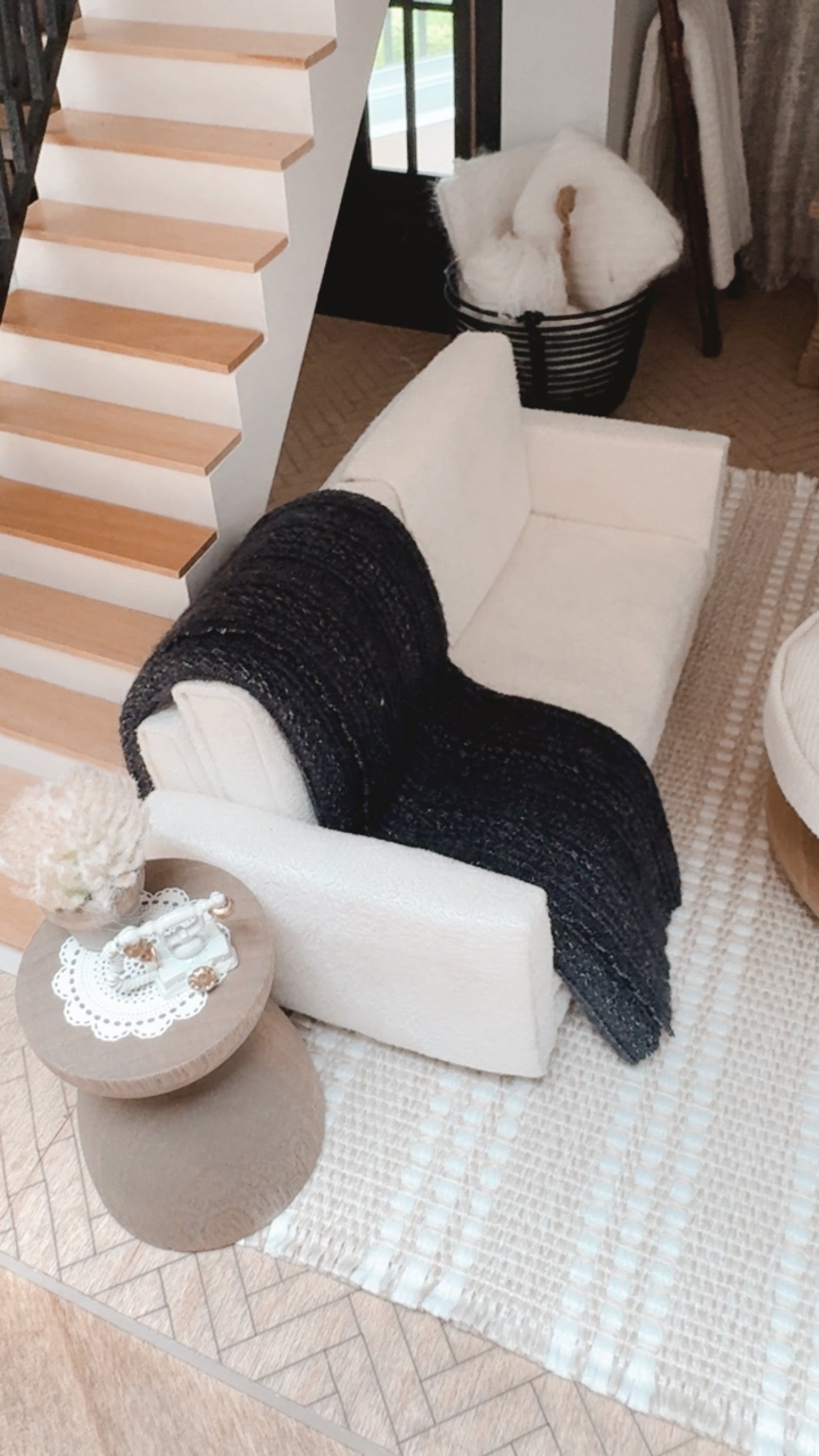 Dark Navy Ribbed Knit Blanket