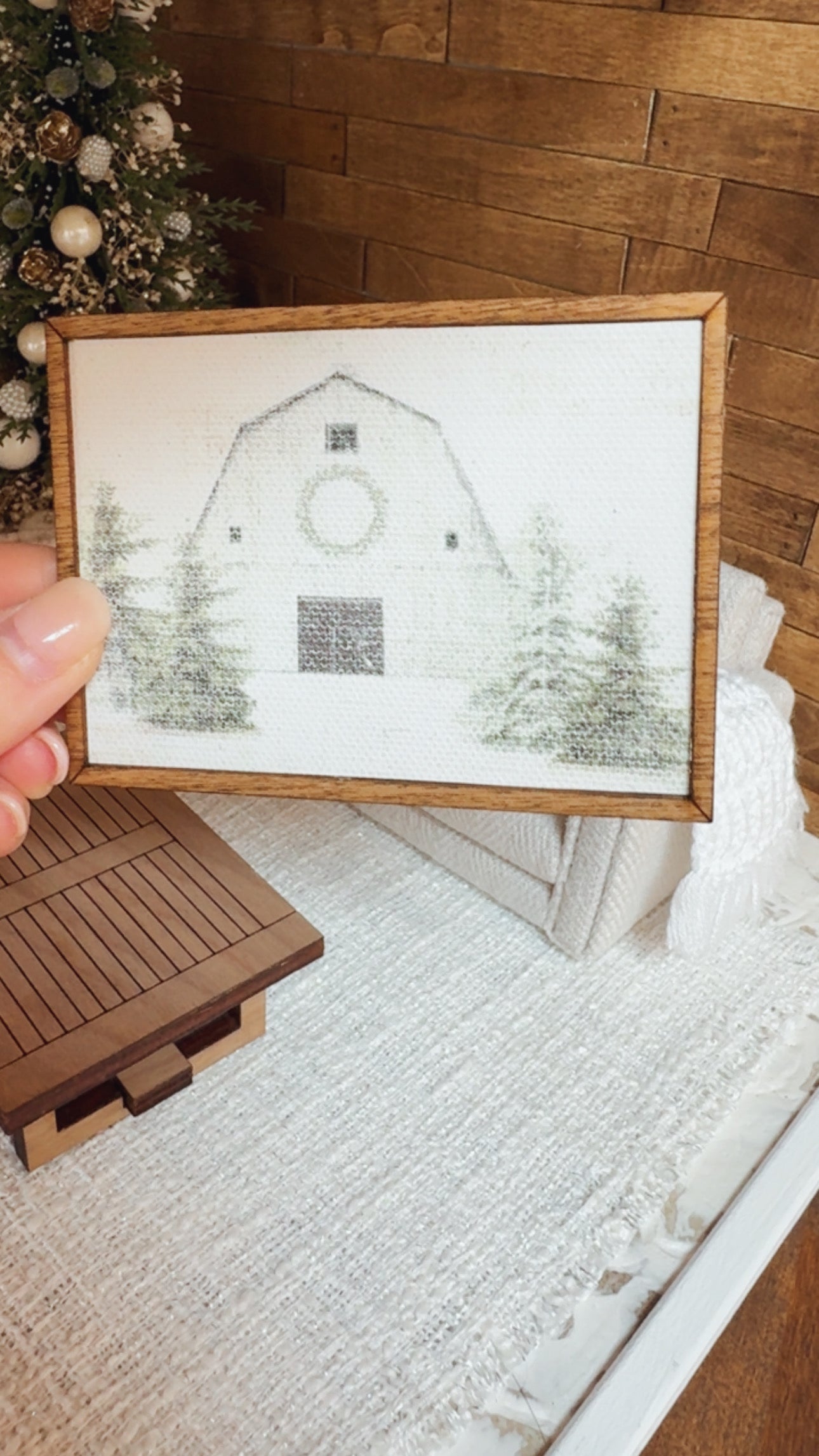 Winter Barn Painting