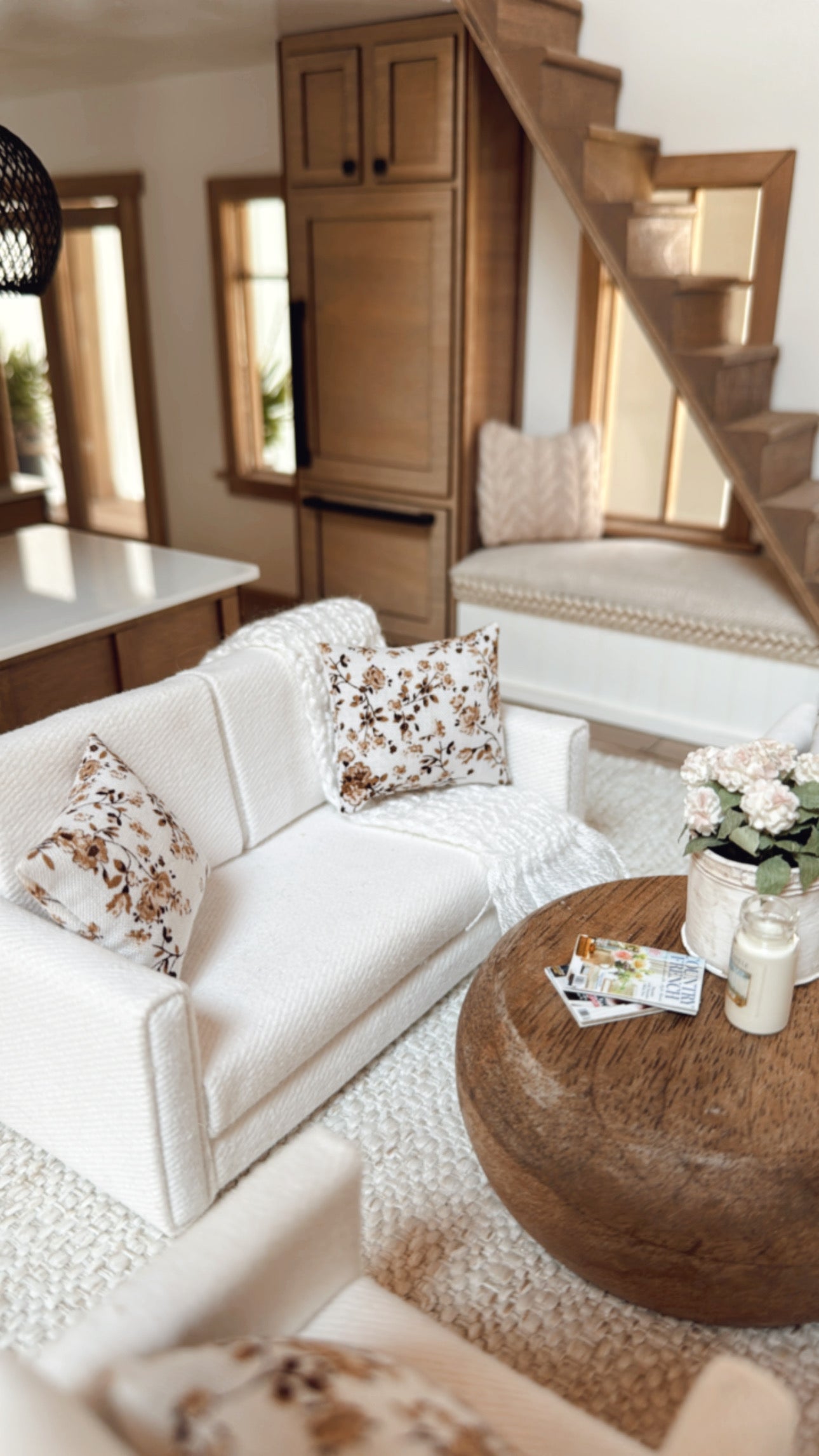 Brown & Ivory Floral Pillow