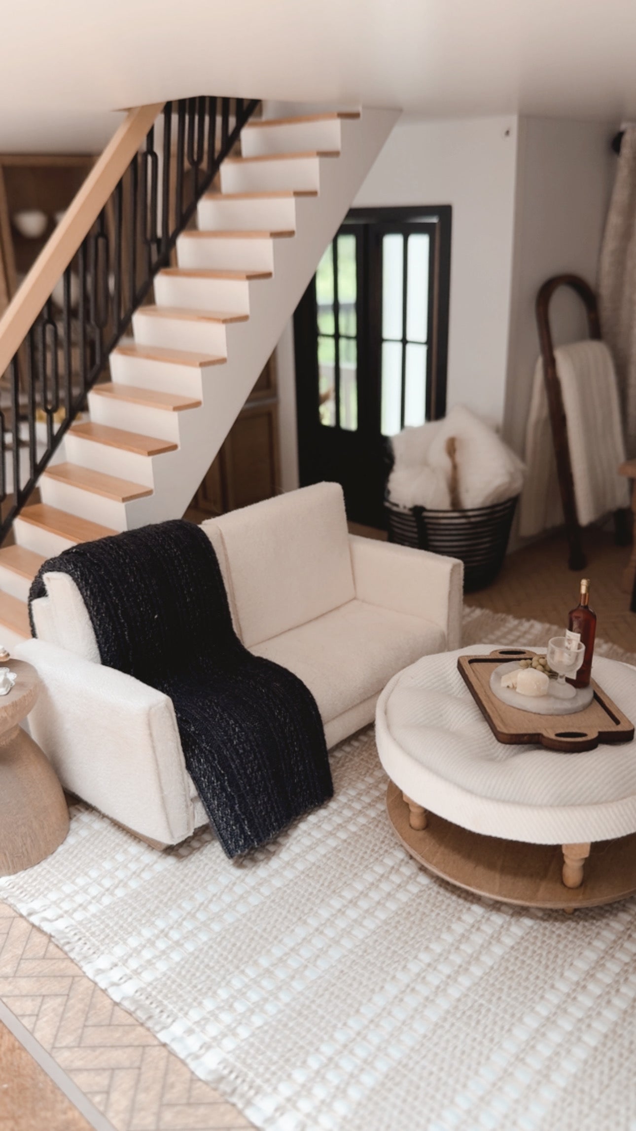 Dark Navy Ribbed Knit Blanket