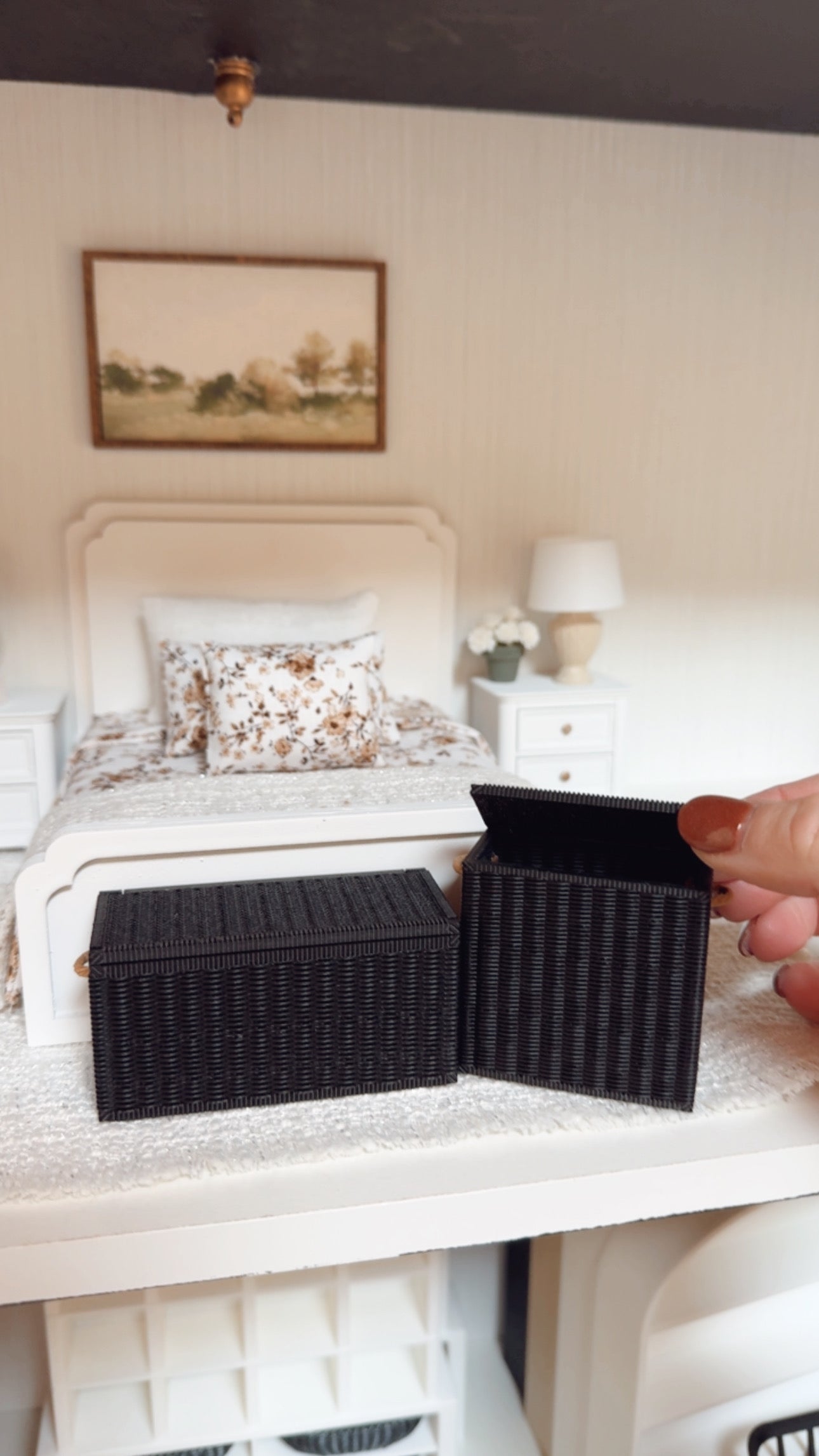 Black Wicker Hamper and Chest