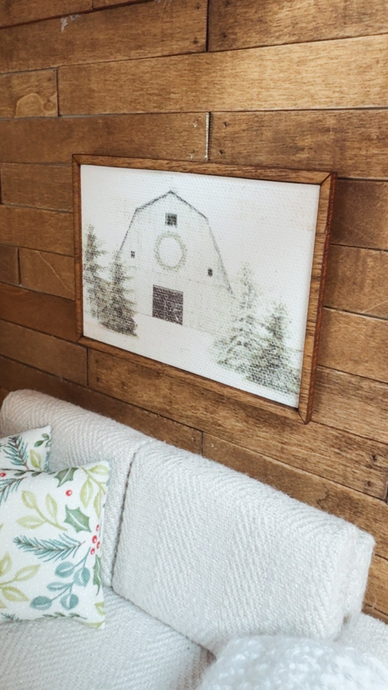 Winter Barn Painting