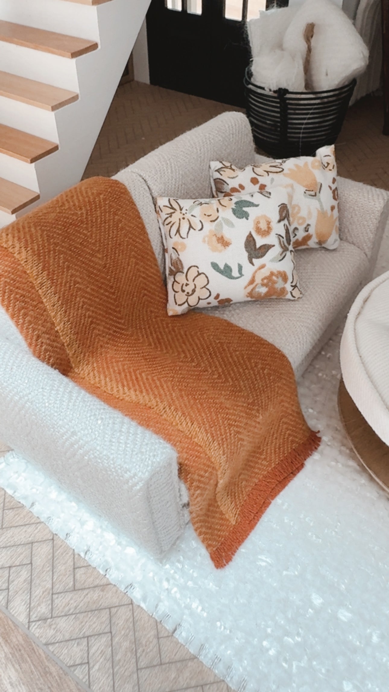 Orange Chveron Throw Blanket