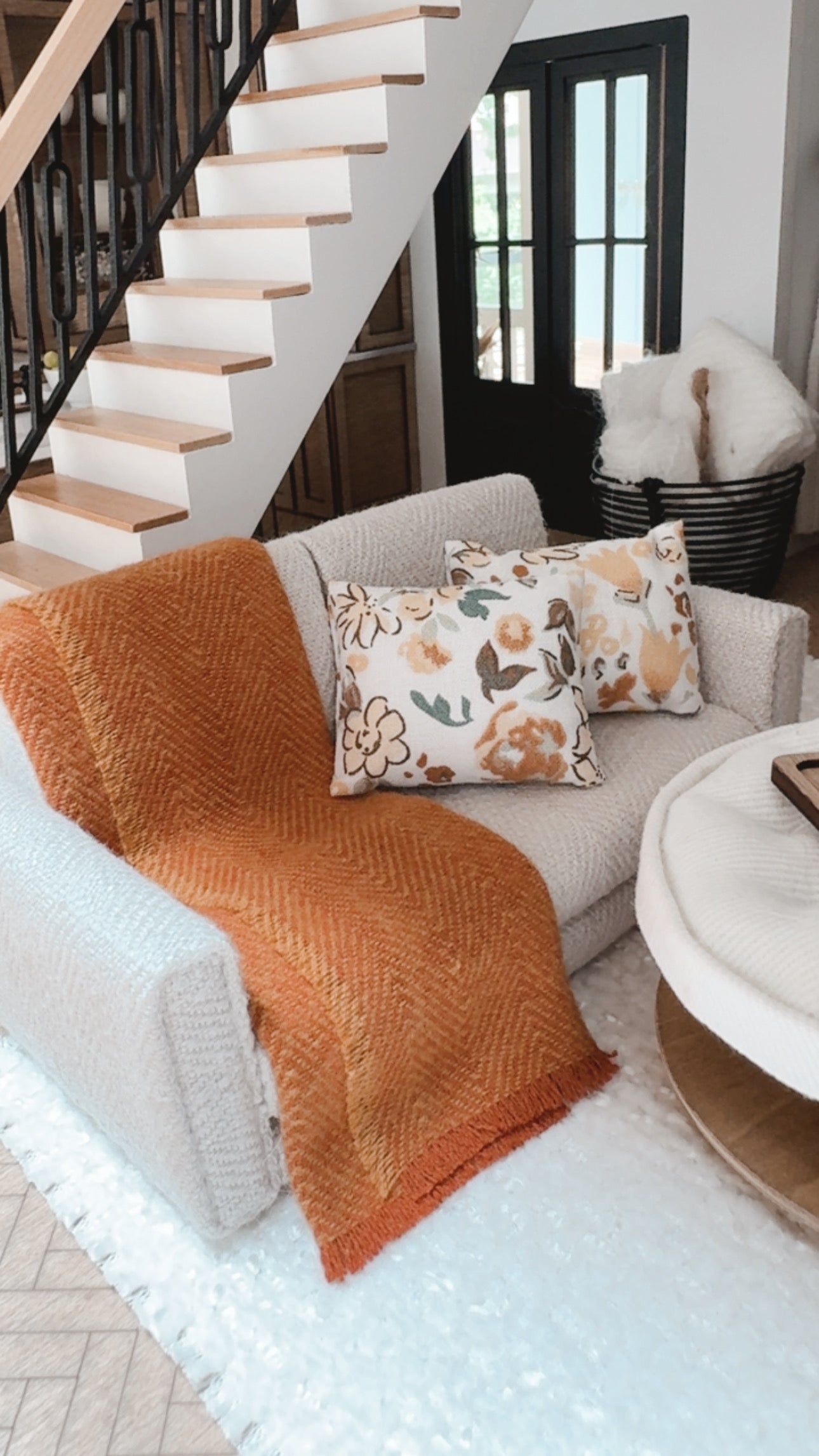 Orange Chveron Throw Blanket