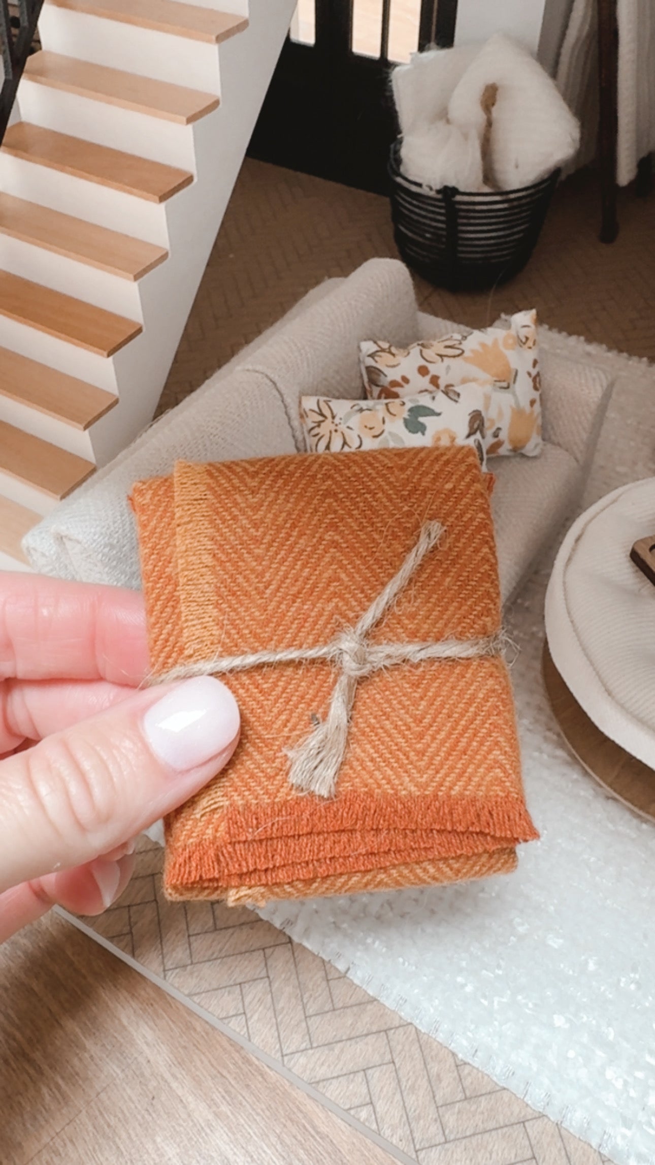 Orange Chveron Throw Blanket