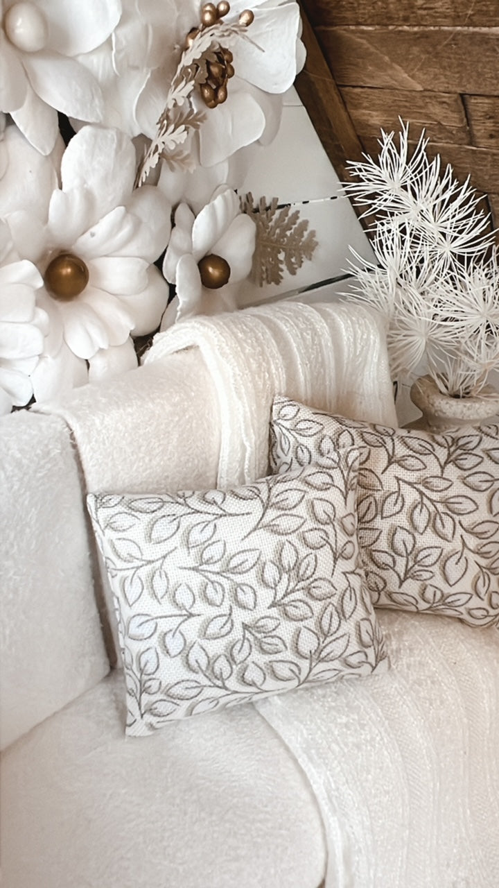 Tan & Ivory Leaf Pillow
