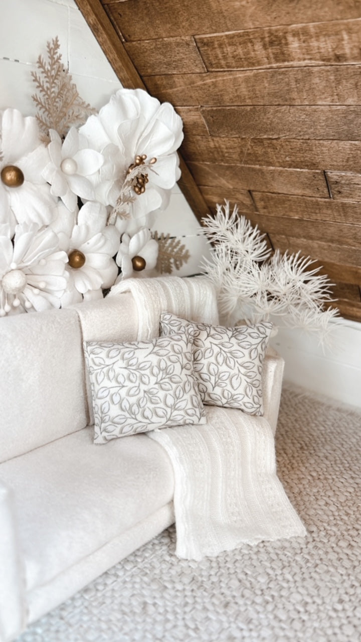 Tan & Ivory Leaf Pillow