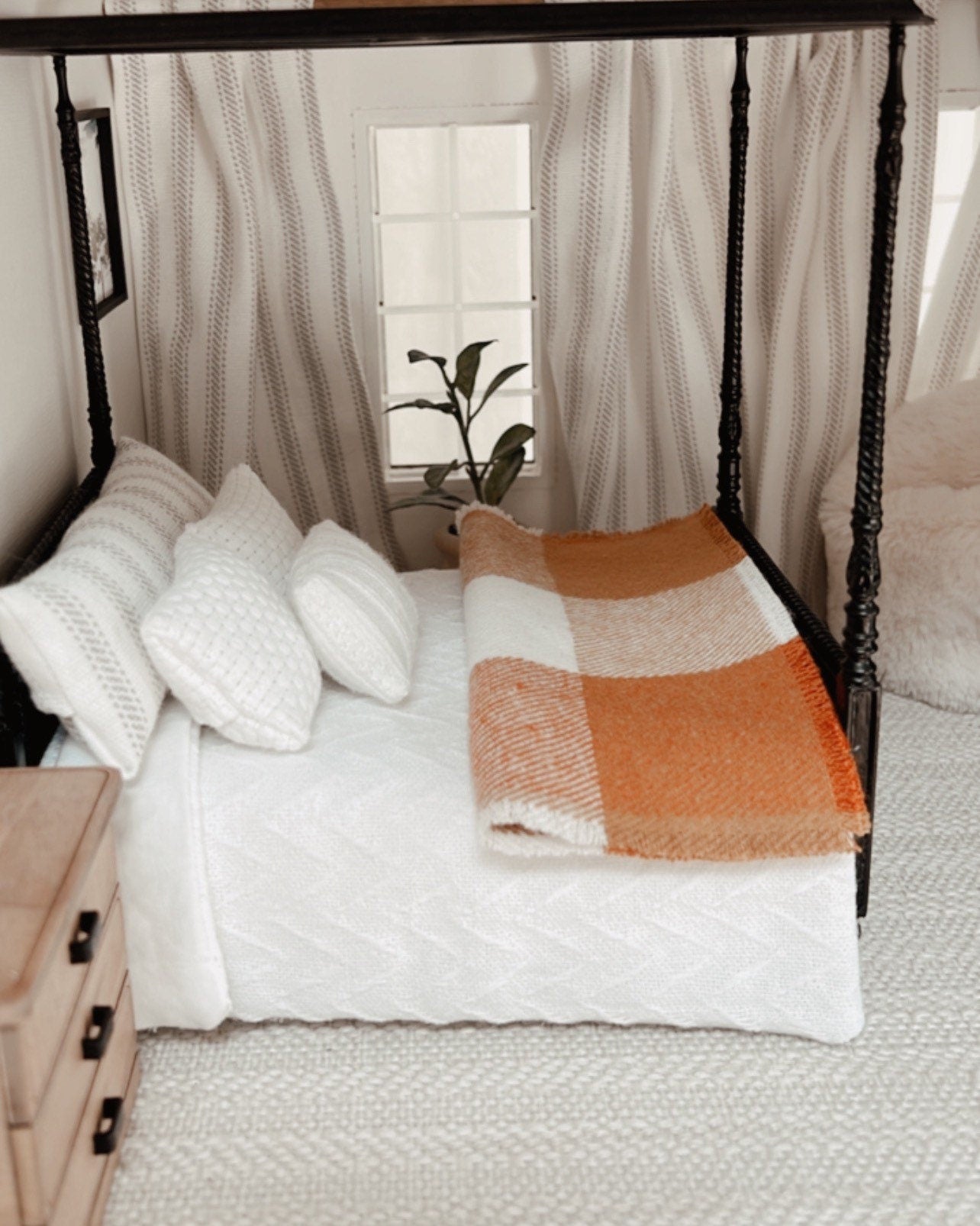 Orange Plaid Flannel Blanket