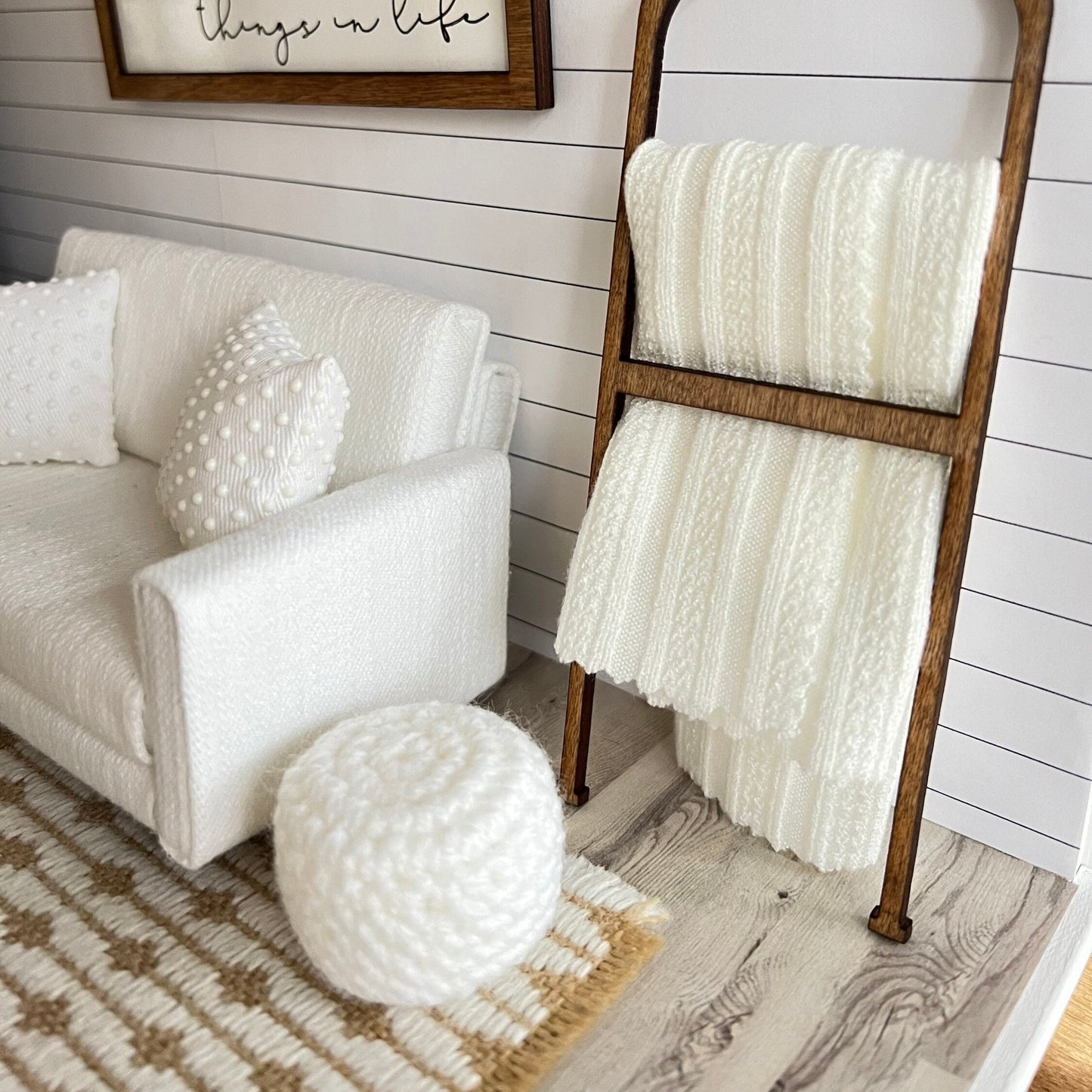 Ivory Ribbed Knit Blanket