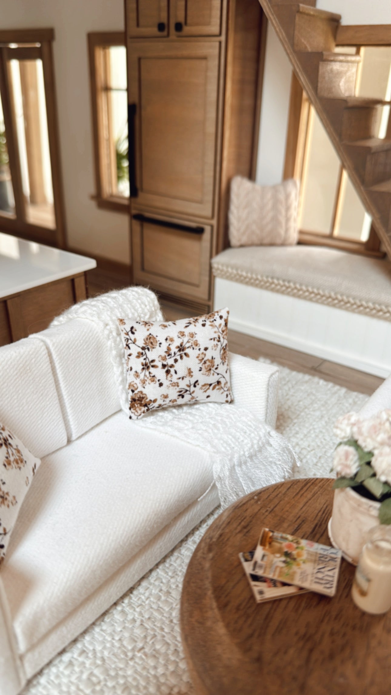 Brown & Ivory Floral Pillow