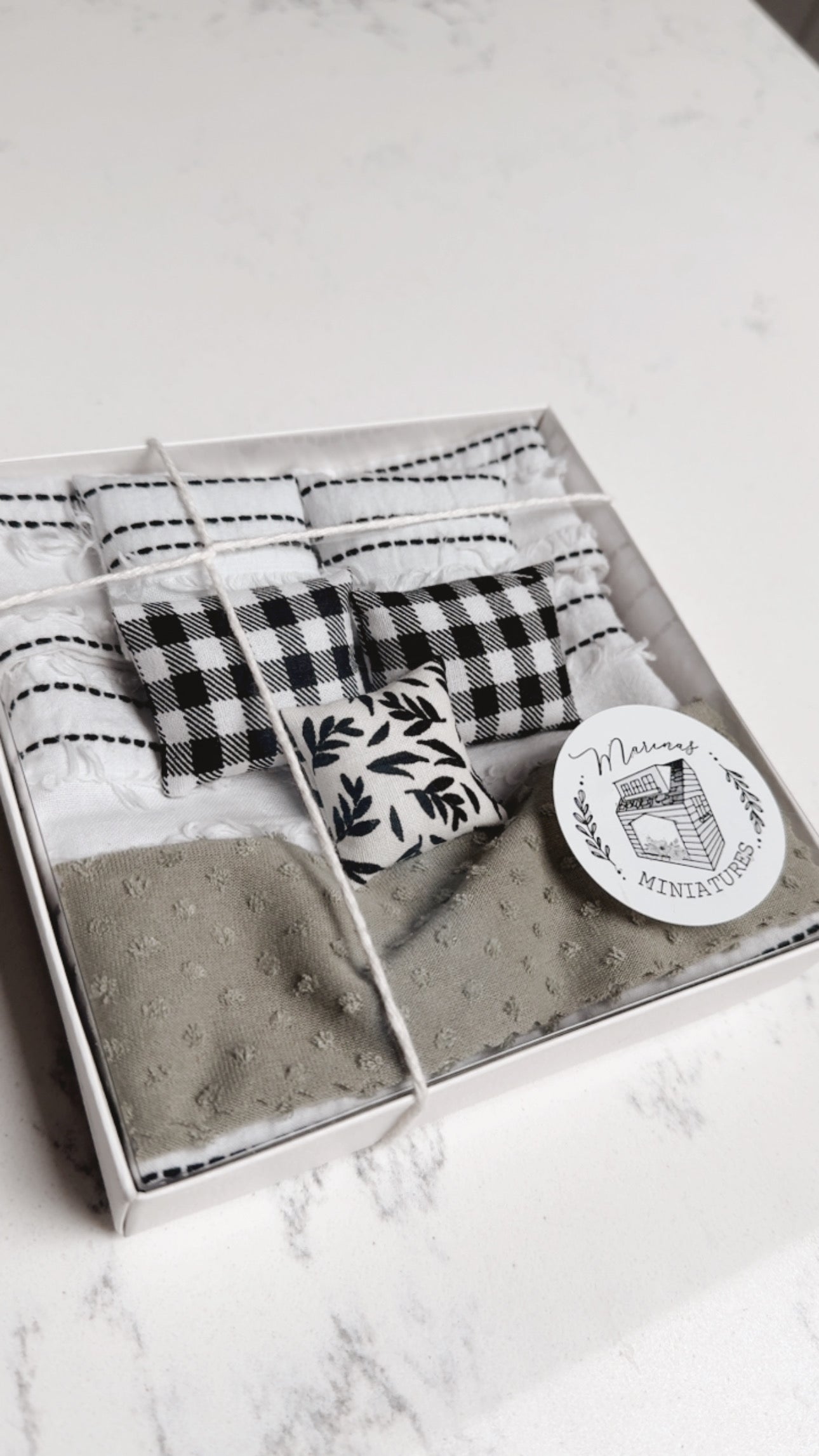 Sage Green and B&W Dollhouse Bedding Set