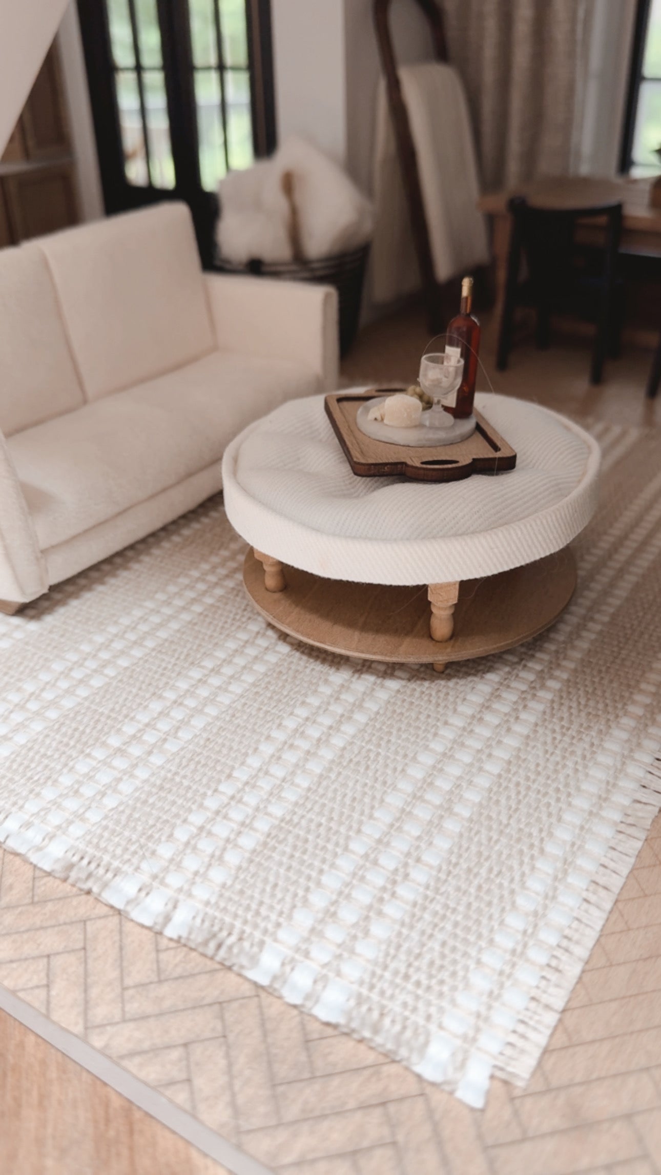 Cream Textured Area Rug