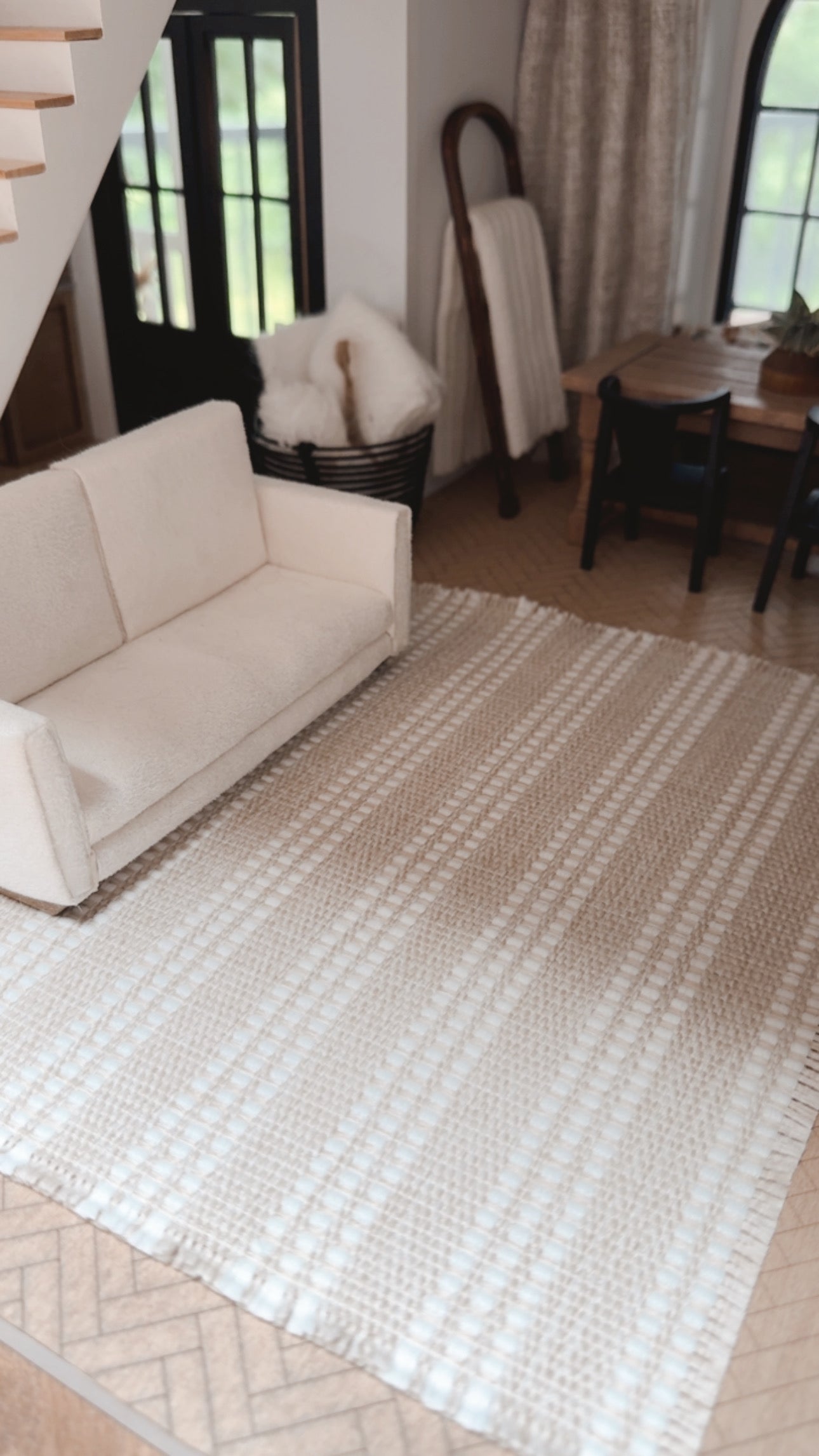 Cream Textured Area Rug