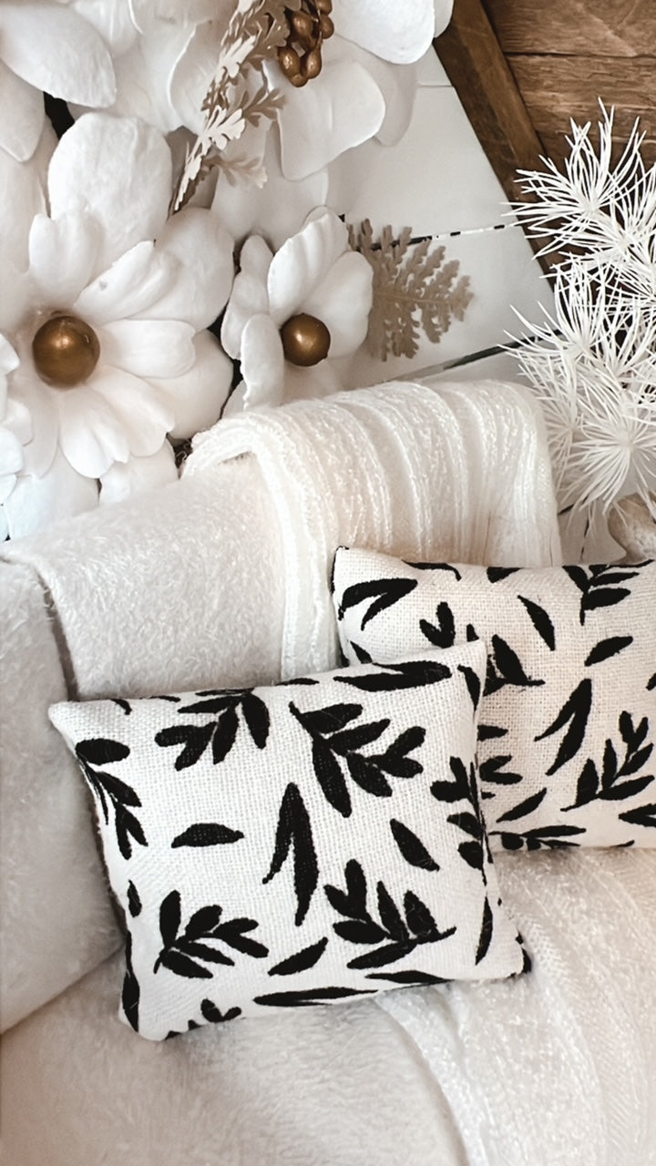 Black & Ivory Leaf Pillow