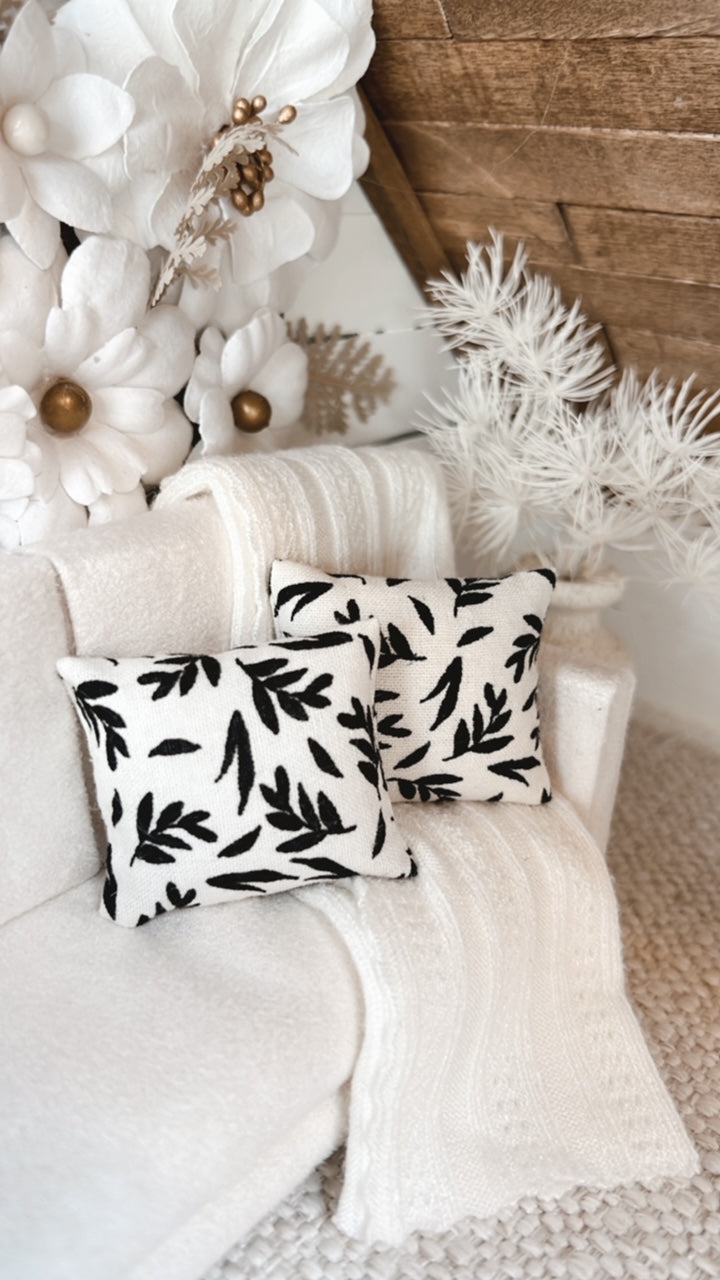 Black & Ivory Leaf Pillow