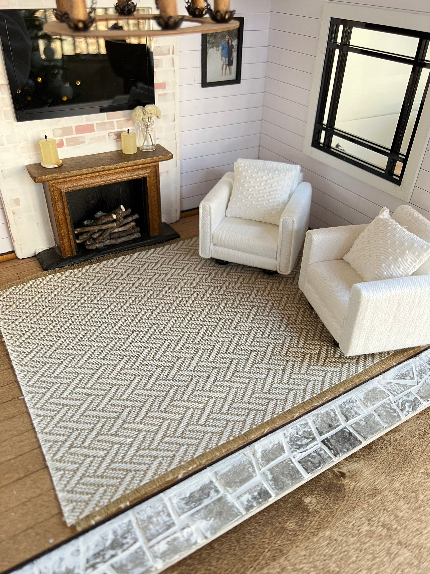 Tan Chevron Area Rug