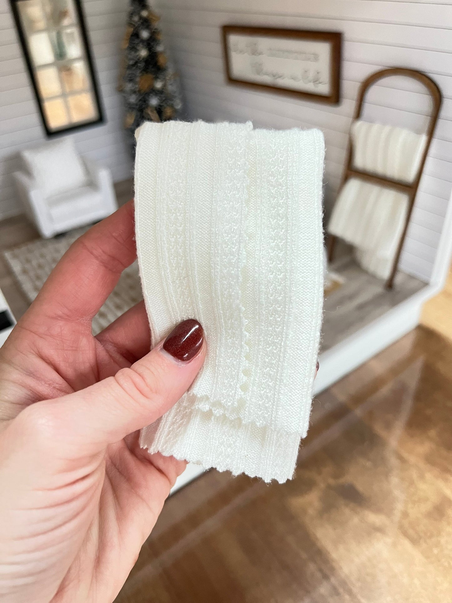 Ivory Ribbed Knit Blanket