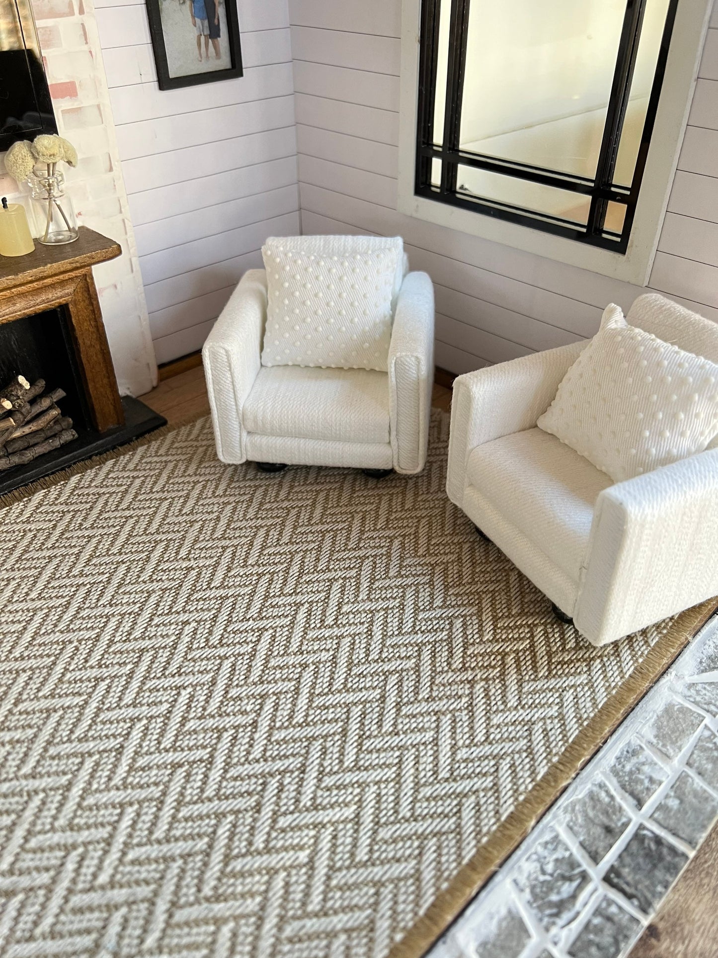 Tan Chevron Area Rug