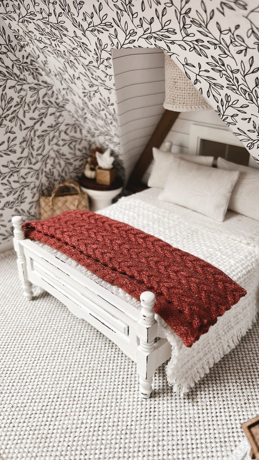 Fall Red Cableknit Blanket