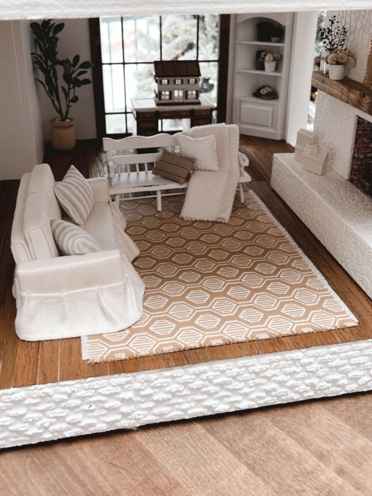 Tan Geometric Area Rug